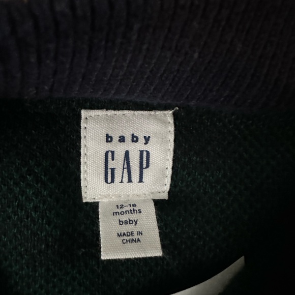 NWT Baby Gap Navy and Green Plaid Zip Sweater - Picture 3 of 3